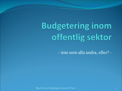 Extra material -Budgetering inom offentligsektor