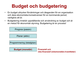 Huvudmaterial till f&ouml;rel&auml;sning i Budgetering