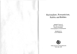 Rabbis Rebbes Rationalism Romanticism (YIVO Institute for Jewish Research Monograph, 1992)