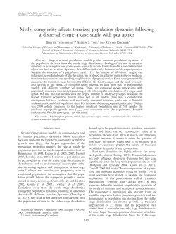 Model complexity affects predicted transient population dynamics following a dispersal event: A case study with Acyrthosiphon pisum