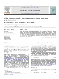 Global asymptotic stability of density dependent integral population projection models