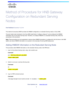 Method of Procedure for HNB Gateway Configuration on Redundant Serving Node