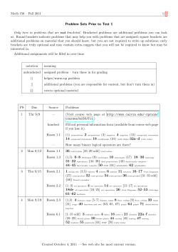 Problem Sets Due Before Test 1