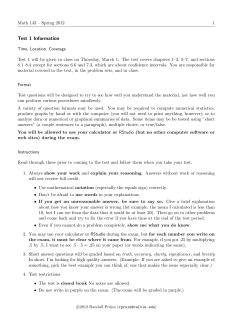 Test 1 Info Sheet
