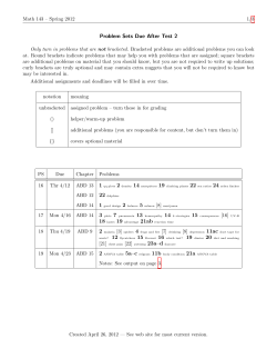 Problem Sets Due Between Test 2 and Test 3