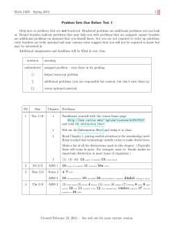 Problem Sets Due Before Test 1