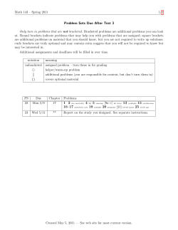 Problem Sets Due After Test 3