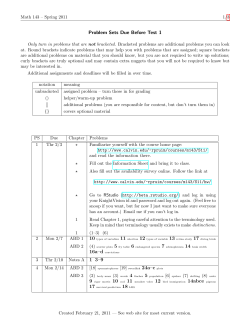 Problem Sets Due Before Test 1