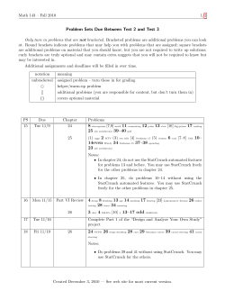 Problem Sets Due Between Test 2 and Final