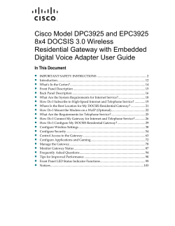 Cisco Model DPC3925 and EPC3925 8x4 DOCSIS 3.0 Wireless Residential Gateway with Embedded Digital Voice Adapter User Guide