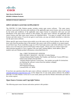 Open Source Disclaimer for DOCSIS 3.0 Modem Products (Pinehurst_D30_REF_GA)