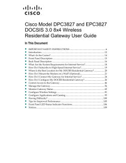 Cisco Model DPC3827 and EPC3827 DOCSIS 3.0 8x4 Wireless Residential Gateway User Guide