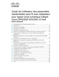Cisco Model DPQ3925 DOCSIS 3.0 8x4 Wireless Residential Gateway with Embedded Digital Voice Adapter User Guide (International French)