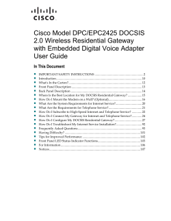 Model DPC/EPC2425 DOCSIS 2.0 Wireless Residential Gateway with Embedded Digital Voice Adapter User Guide
