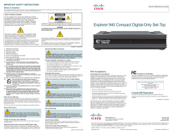 Explorer 940 Compact Digital-Only Set-Top Quick Reference