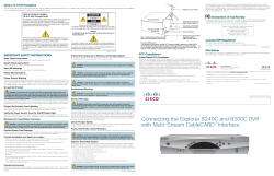 Connecting the Explorer 8240C and 8300C DVR with Multi-Stream CableCARD Interface Quick Reference