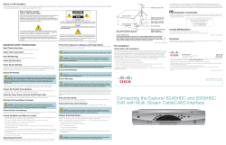 Connecting the Explorer 8240HDC and 8300HDC DVR with Multi-Stream CableCARD Interface Quick Reference