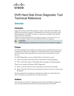 DVR Hard Disk Drive Diagnostic Tool Technical Reference