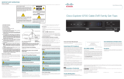 Cisco Explorer 8700 Cable DVR Family Set-Tops Quick Reference Guide