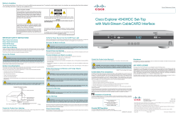 Cisco Explorer 4540HDC Set-Top with Multi-Stream CableCARD Interface Quick Reference