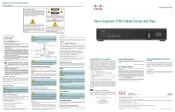 Cisco Explorer 1700 Cable Family Set-Tops Quick Reference Guide