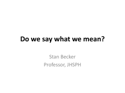 Do We Say What We Mean" - Stan Becker