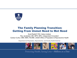 The Family Planning Transition: Getting From Unmet Need to Met Need