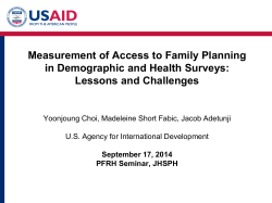 Measurement of Access to Family Planning in Demographic and Health Surveys: Lessons and Challenges