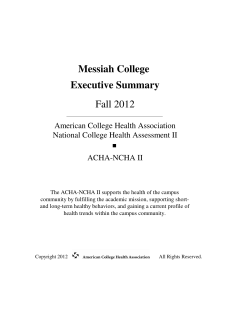 National College Health Association (NCHA-II) 2012 survey results