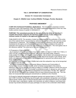 Proposed Crayfish Regulation Amendment