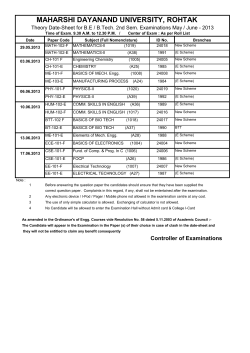 Notice: Date Sheet for May-June 2013 Examination
