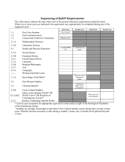 Recommended Sequencing of QuEST Requirements
