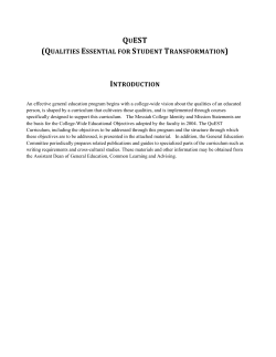 QuEST (General Education) Curriculum and Objectives