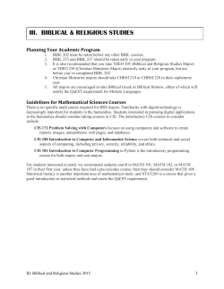 Biblical and Religious Studies