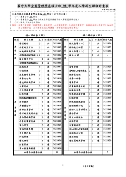 98學年度新生二年修課計畫表