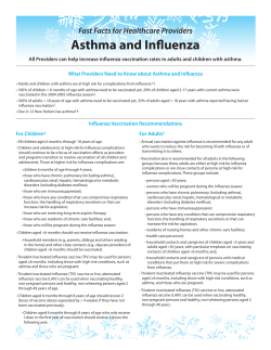 Fast Facts for Healthcare Providers - Asthma and Influenza is available in Portable Document Format