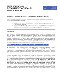 Changes to the HIV Primary Care Medicaid Program