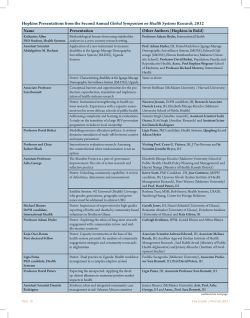 Complete list of Hopkins presentations