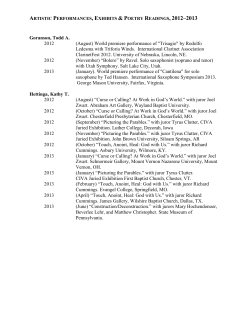 Artistic Performances, Exhibits, Poetry Readings