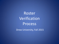 Roster Verification Process, September 2015