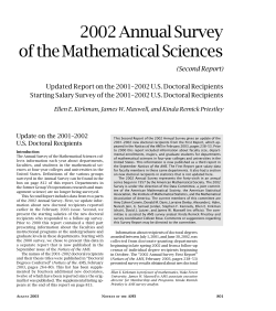 Annual Survey of the Mathematical Sciences (Second Report)