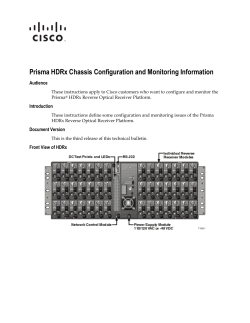 Prisma HDRx Configuration and Monitoring Information