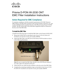 Prisma D-PON ONT EMC Filter Installation Instructions