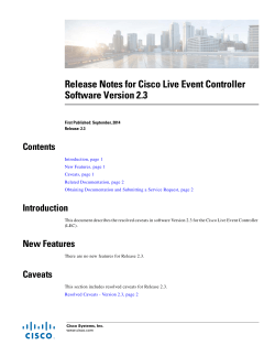 Release Notes for Cisco Live Event Controller Software Version 2.3
