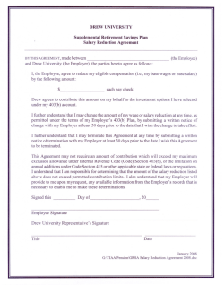 Supplemental Retirement Salary Reduction Agreement