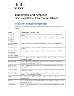 Information Sheet - Transmitter and Amplifier Documentation