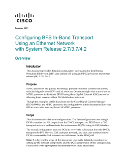 Configuring BFS In-Band Transport Using an Ethernet Network with System Release 2.7/3.7/4.2