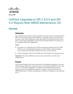 UniPack Upgrades to SR 2.5/3.5 and SR 4.0 Require New DBDS Maintenance CD