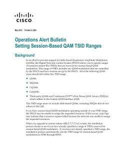 Operations Alert Bulletin: Setting Session-Based QAM TSID Ranges