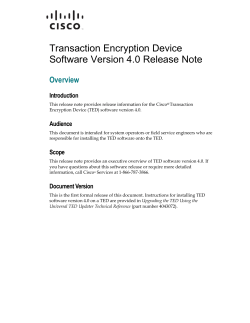 Transaction Encryption Device Software Version 4.0 Release Note